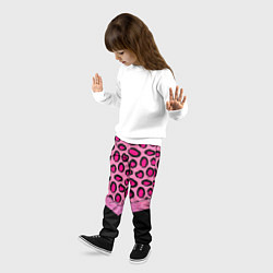 Брюки детские Розовый леопард и блестки принт, цвет: 3D-принт — фото 2