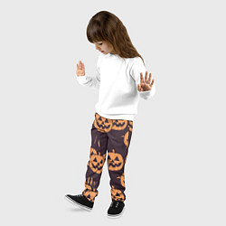 Брюки детские Фонарь джек в грандж стиле halloween тыква cartoon, цвет: 3D-принт — фото 2