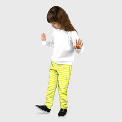 Брюки детские Жёлтый с белыми полосками, цвет: 3D-принт — фото 2