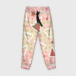 Брюки детские Розовые узоры ёлки, цвет: 3D-принт