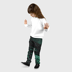Брюки детские Черно-зеленый мрамор, цвет: 3D-принт — фото 2