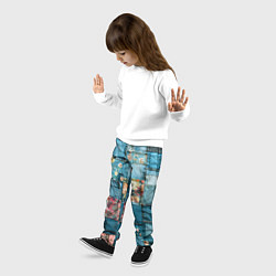 Брюки детские Джинсовые лоскуты с цветочками, цвет: 3D-принт — фото 2