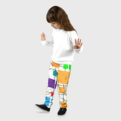 Брюки детские Разноцветные квадраты паттерны, цвет: 3D-принт — фото 2