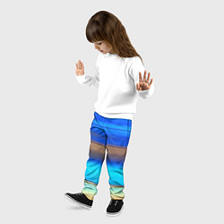 Брюки детские Голубые и коричневые полосы, цвет: 3D-принт — фото 2