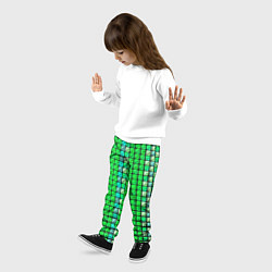 Брюки детские Зелёные плитки и чёрная обводка, цвет: 3D-принт — фото 2