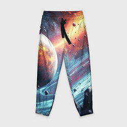 Брюки детские Объемный космос и планеты, цвет: 3D-принт