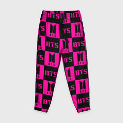 Брюки детские BTS pattern pink logo, цвет: 3D-принт