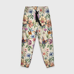 Детские брюки Летний узор с цветами и бабочками