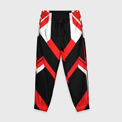 Брюки детские Красно-белые полосы и чёрный фон, цвет: 3D-принт