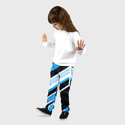 Брюки детские Бело-синие полосы на чёрном фоне, цвет: 3D-принт — фото 2