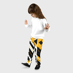 Брюки детские Black and yellow stripes on a white background, цвет: 3D-принт — фото 2