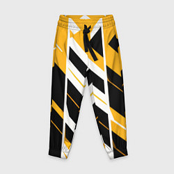 Брюки детские Black and yellow stripes on a white background, цвет: 3D-принт