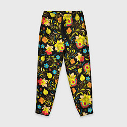 Брюки детские Хохлома цветы, цвет: 3D-принт