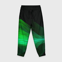 Брюки детские Неоновая зеленая абстракция на черном фоне, цвет: 3D-принт
