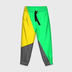 Брюки детские Жёлто-серо-зелёный трёхцветный, цвет: 3D-принт