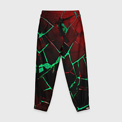 Брюки детские Битые плиты тёмно-красный с зелёным, цвет: 3D-принт