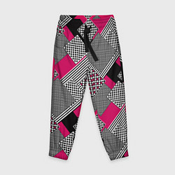 Брюки детские Красно черная абстрактная геометрия пэчворк, цвет: 3D-принт