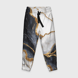 Брюки детские Мрамор белый и черный с золотом, цвет: 3D-принт