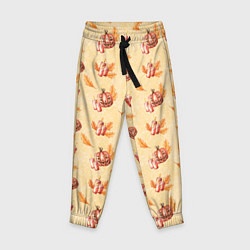 Брюки детские Хеллоуин с тыквой и листьями, цвет: 3D-принт