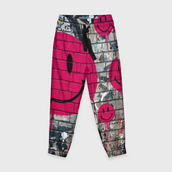 Брюки детские Розовые смайлы граффити, цвет: 3D-принт