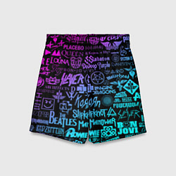 Шорты детские ЛОГОТИПЫ РОК ГРУПП, цвет: 3D-принт
