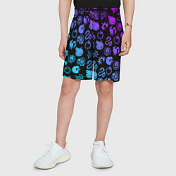 Шорты детские 7 СМЕРТНЫХ ГРЕХОВ НЕОН ЭМБЛЕМЫ, цвет: 3D-принт — фото 2