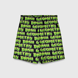 Детские шорты Geometry Dash: Green Pattern Logo