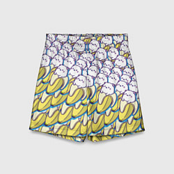 Шорты детские Котики и бананы Паттерн Лето, цвет: 3D-принт