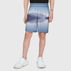 Шорты детские Горы Озеро Туман, цвет: 3D-принт — фото 2