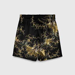 Шорты детские Черный с золотым фрактал мини Абстракция, цвет: 3D-принт