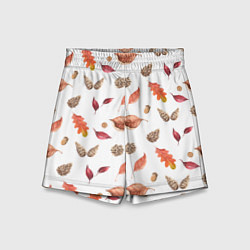 Детские шорты Узор Листья, Шишки, Жёлуди