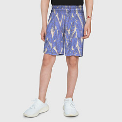 Шорты детские Фиолетовые Перья Птиц, цвет: 3D-принт — фото 2
