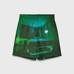 Шорты детские Неоновая спальня - Зелёный, цвет: 3D-принт