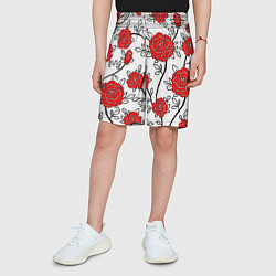 Шорты детские BEAUTIFUL RED ROSES, цвет: 3D-принт — фото 2