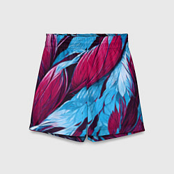 Шорты детские Яркие экзотические перья, цвет: 3D-принт