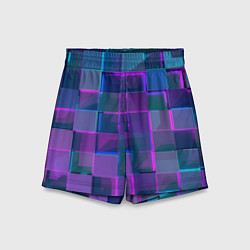Шорты детские Неоновый киберпанк кубизм, цвет: 3D-принт