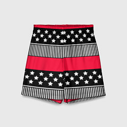 Шорты детские Red and black pattern with stripes and stars, цвет: 3D-принт