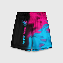 Шорты детские Poppy Playtime - neon gradient: по-вертикали, цвет: 3D-принт