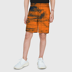 Шорты детские Абстрактная оранжевая поверхность и чёрные тени, цвет: 3D-принт — фото 2