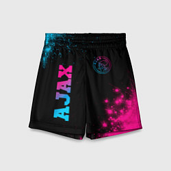 Шорты детские Ajax - neon gradient: надпись, символ, цвет: 3D-принт