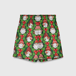 Шорты детские Новогодние гномы - паттерн, цвет: 3D-принт