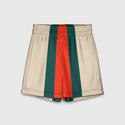 Шорты детские Полосы триколор красный зеленый, цвет: 3D-принт