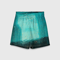 Шорты детские Сине-зелёный туман и мазки красок, цвет: 3D-принт