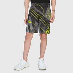 Шорты детские Серо-зеленая абстракция, цвет: 3D-принт — фото 2