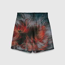 Детские шорты Абстрактные волны красок и дыма во тьме