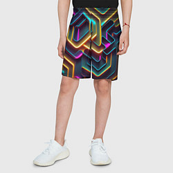Шорты детские Неоновый узор на стене, цвет: 3D-принт — фото 2