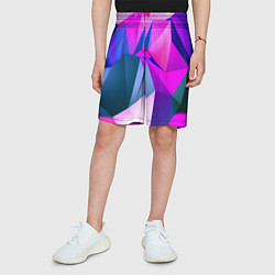 Шорты детские Neon blue polygons, цвет: 3D-принт — фото 2