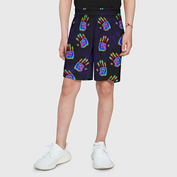 Шорты детские Ладони тепловизор: черный фон - паттерн, цвет: 3D-принт — фото 2