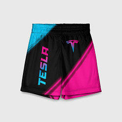 Детские шорты Tesla - neon gradient: надпись, символ