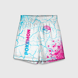 Шорты детские Pokemon neon gradient style: надпись, символ, цвет: 3D-принт